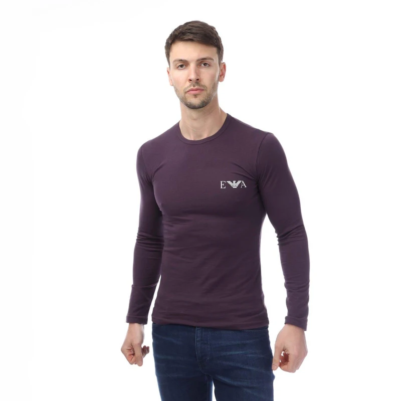 Image of Emporio Armani Loungewear Fitted Mock Neck Top Navy male L