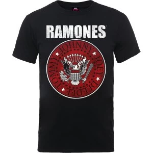 Image of Ramones - Red Fill Seal Unisex Large T-Shirt - Black