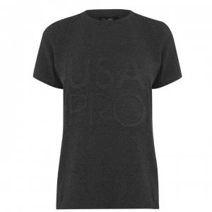 image of USA Pro Long Line T-Shirt Womens - Charcoal Marl