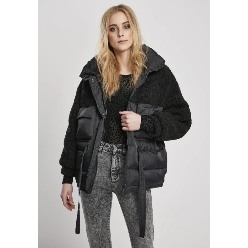 Image of Urban Classics Jacket woman Urban Classics sherpa mix puffer Noir Female S