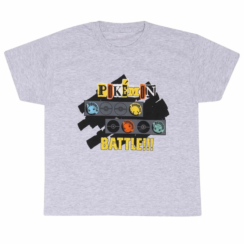 Image of Pokemon Battle T-Shirt Grey unisex