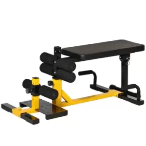 Image of HOMCOM Three-In-One Squat Machine w/ Adjustable Padded Bench Yellow