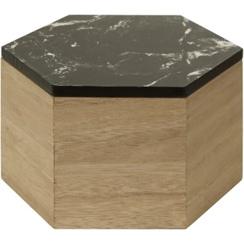 image of Mimo Hexagon Trinket Box - Black Faux Marble