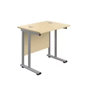 Image of 800 X 600 Twin Upright Rectangular Desk Maple-Silver