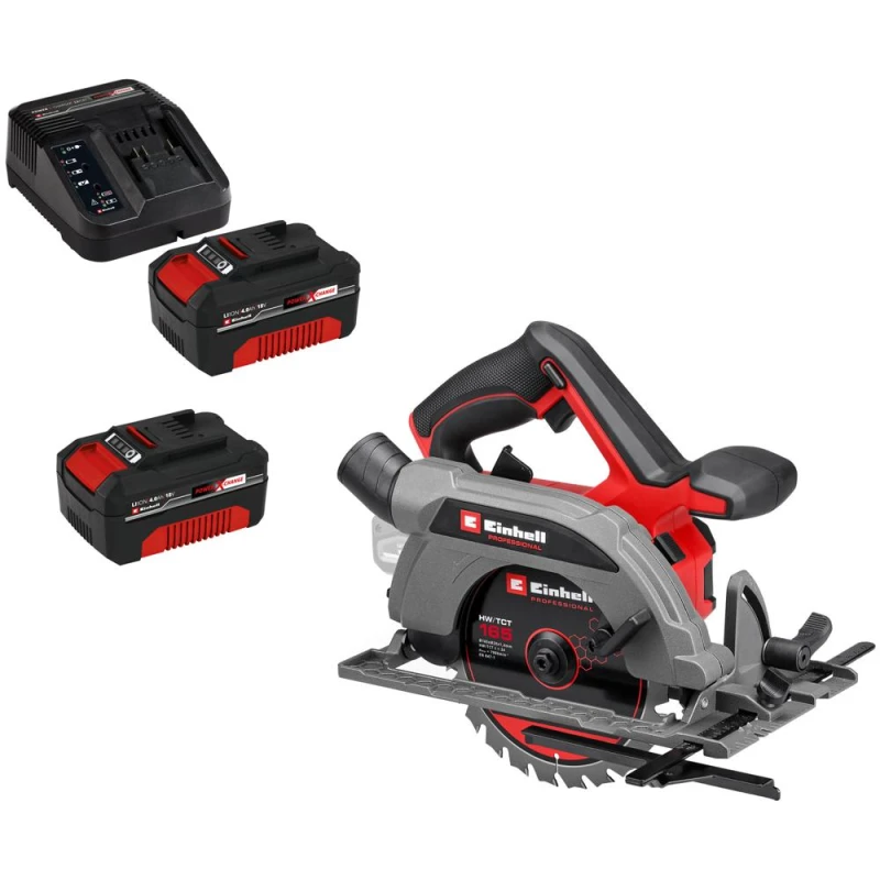 Image of Einhell Professional TP-CS 18/165 Li BL 18v Cordless Brushless Circular Saw 165mm 2 x 4ah Li-ion Charger No Case TP-CS 18/165 Li BL