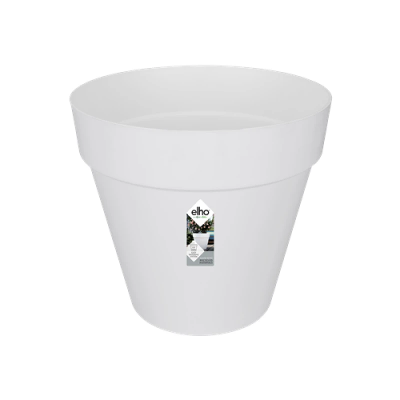 Image of Elho Loft Urban 40cm Round Plastic Outdoor Plant Pot with Wheels - White