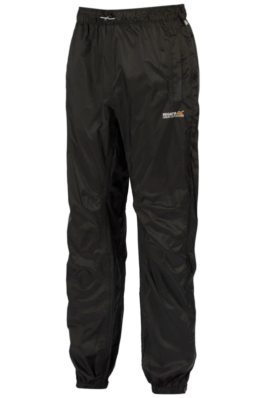 Image of Regatta Mens Active Packaway Light Waterproof Overtrousers XL- Waist 38-40', (97-102cm) Black MW310-800-XL