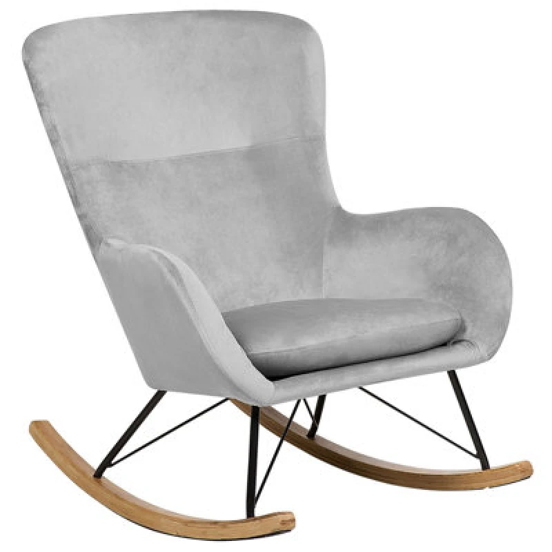 Image of Beliani Rocking Chair Ellan Velvet Light Grey