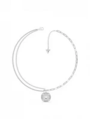 Image of Guess From With Love Necklace, Silver, Women
