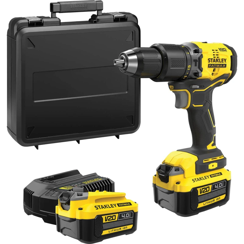 Image of Stanley Fatmax V20 SFMCD715 18v Cordless Brushless Combi Drill SFMCD715M2K Batteries: 2 x 4ah Li-ion
