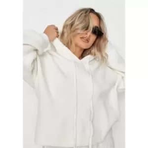 image of Missguided Premium Oversized Hooded Knit Jumper - White