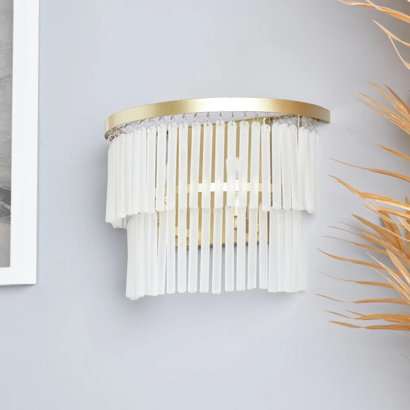 Image of BHS BHS Orta Frosted Glass Wall Light - Brass