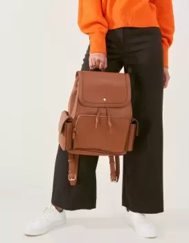 Image of Accessorize Multi Pocket Laptop Backpack Tan, Size: 35x29cm