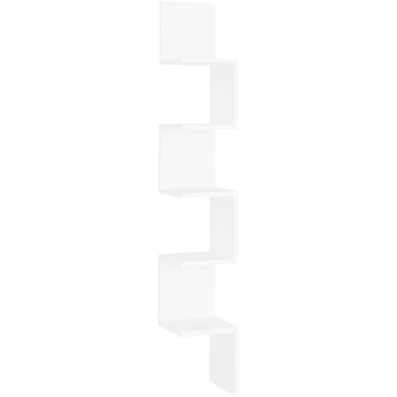Image of VIDAXL Wall Corner Shelf White 20x20x127.5cm Engineered Wood vidaXL 8720286596951