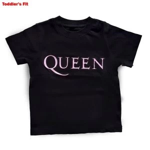 Image of Queen - Pink Logo Kids 12 Months T-Shirt - Black
