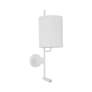 Image of Centennial Reading Light White Fabric Shade, White Aluminium Adjustable - Switched LED 3W 210Lm 3000K LED E27 - Merano
