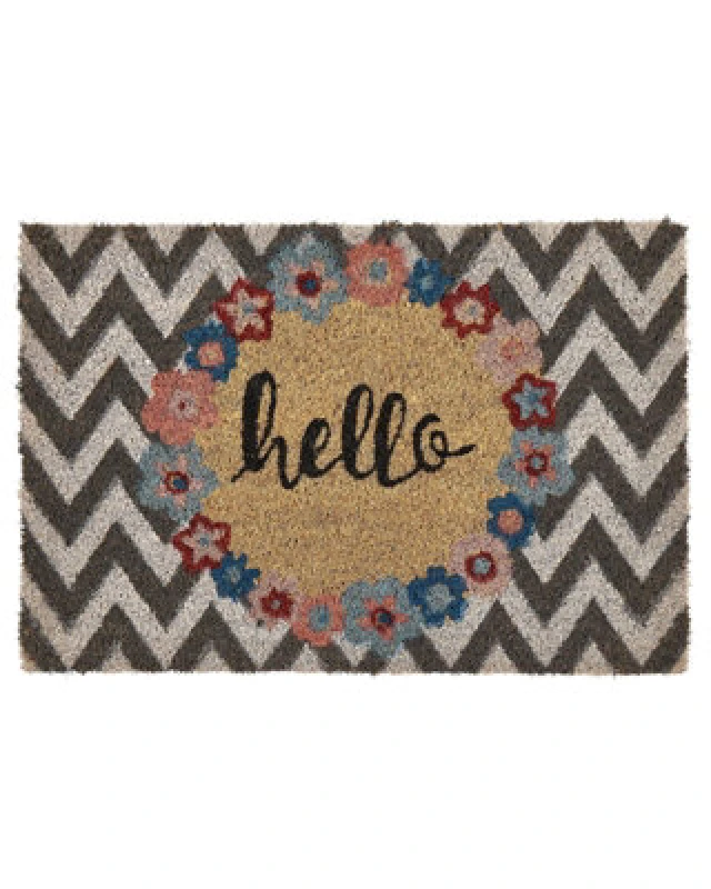 Image of Beliani Doormat Tahan Multicolour 40 X 60 Cm Text Coir