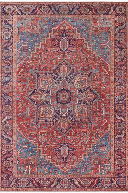 Image of The Rugs Oriental Amata Rug - Vintage Medallion Polyester Flatweave 0.5Cm In Red