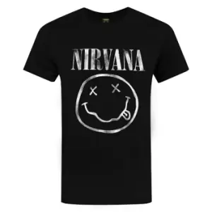 image of Nirvana Mens Smiley Logo T-Shirt (3XL) (Black)