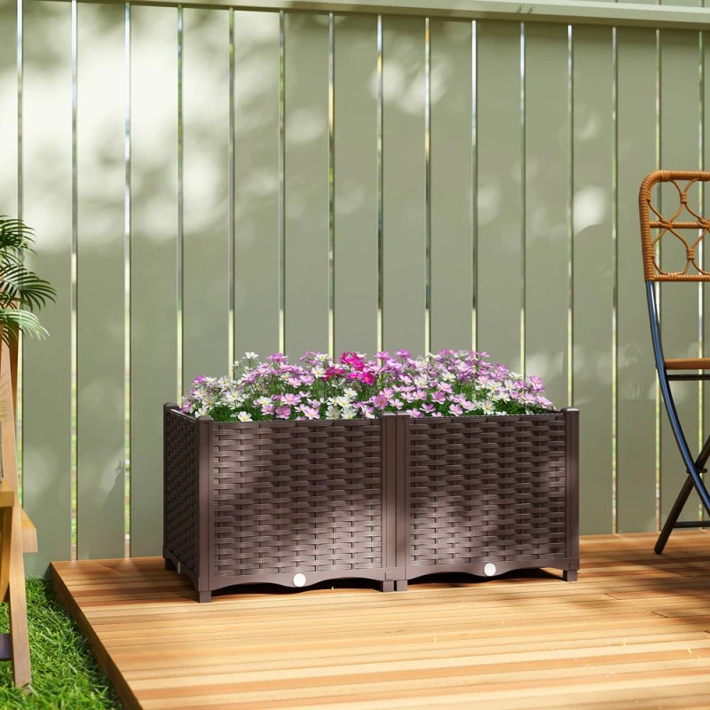 Image of Outsunny Plastic Raised Garden Bed With Legs And Drainage Holes And Plugs