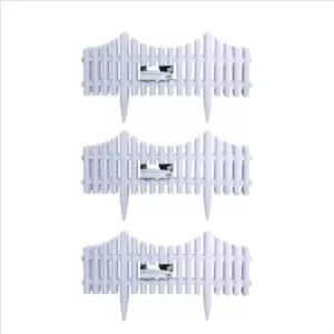 image of Samuel Alexander - 3 x 33cm 4 Piece Set White Wood Effect Picket Fence Garden Edging