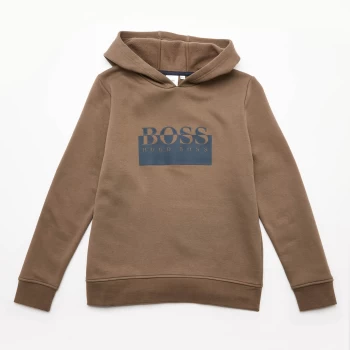 Image of Hugo Boss Logo Hooded Sweatshirt Khaki Size 14 Years Kids