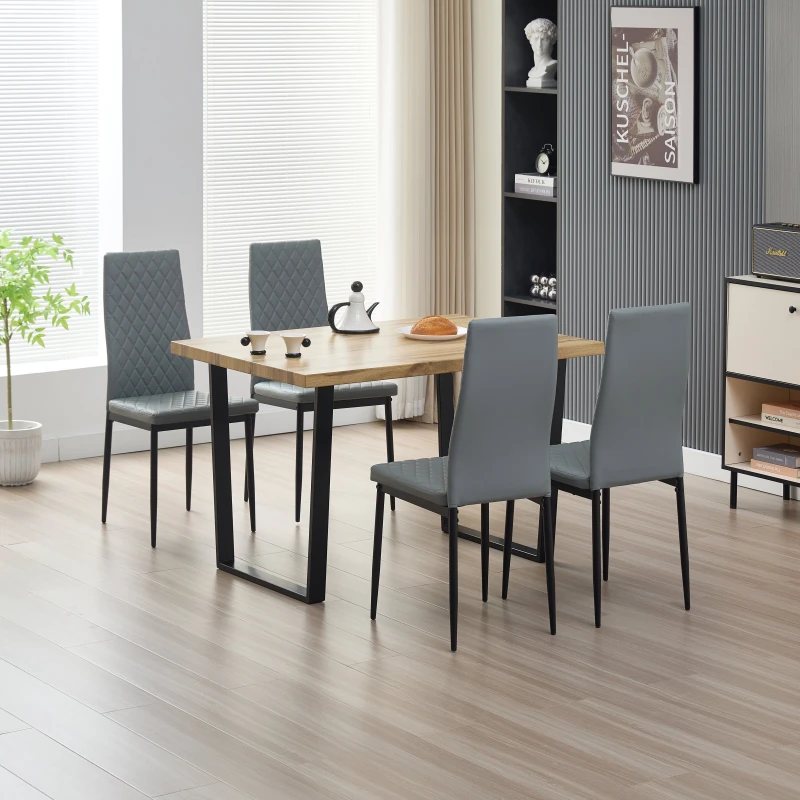Image of Outdoor Living Colorado Dining Table with 4 Grey Emily Leather Chairs Grey Unisex