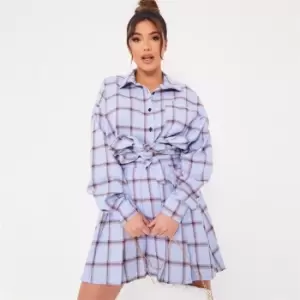 Image of I Saw It First Check Pleated Mini Skirt - Blue