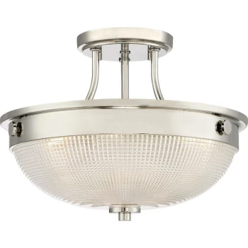 image of Mantle - 2 Light Semi-Flush - Polished Nickel, E27 - Elstead