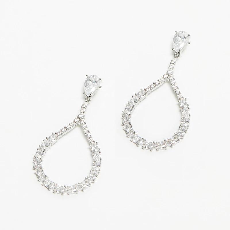 Image of Jon Richard Rhodium Plated Cubic Zirconia Open Earrings Earrings One Size Silver 87958411000