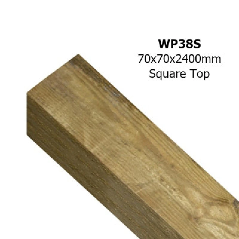 Image of Burbage Iron Craft Square Top Wall Mounted Posts - Pressure Treated Scandinavian Redwood - L70 X W70 X H2400 mm