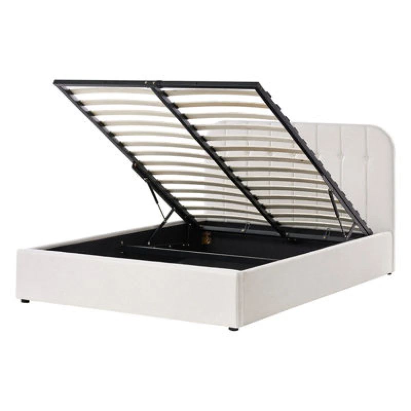 Image of Beliani Ottoman Bed Fabric Challans 140 X 200 Cm (Eu Double) Off-White