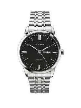 Sekonda Sekonda Black Daydate Dial Stainless Steel Bracelet Mens Watch