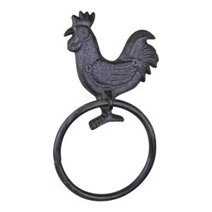 image of Cast Iron Rustic Towel Ring, Chicken