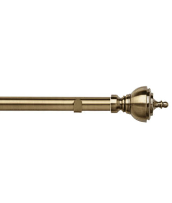 Image of Unknown 28mm Fixed Length Metal Eyelet Curtain Pole Set In Antique Brass - Vienna Finial, 50Cm