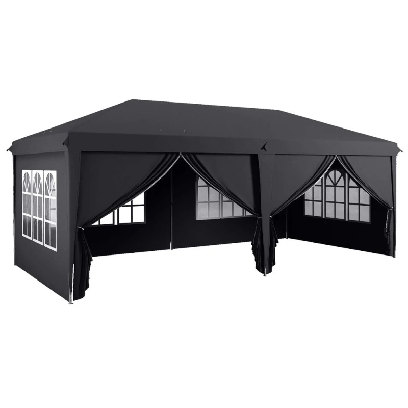 Image of Outsunny 3 x 6m Pop Up Gazebo Height Adjustable Party Tent w/ Storage Bag Grey - Outsunny 5056725371777