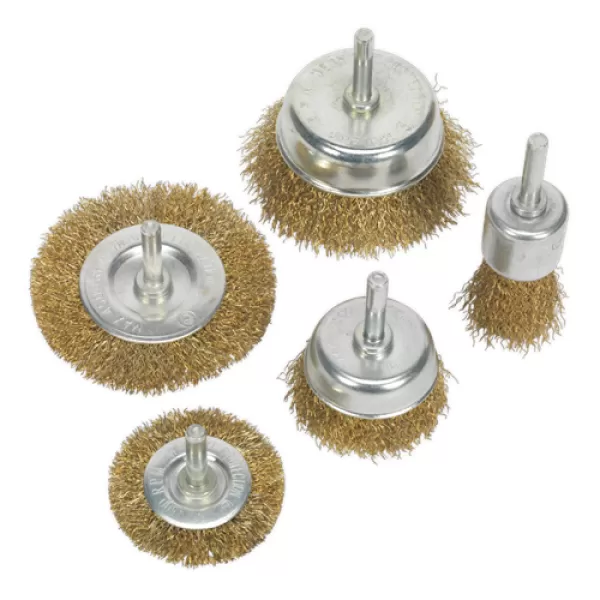 image of Genuine SEALEY BWBS05 Wire Brush Set 5pc Brassed