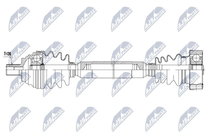 Image of NTY NPW-AU-067 Drive shaft 6-Speed Manual Transmission, Front Axle Right Drive Shaft (13)