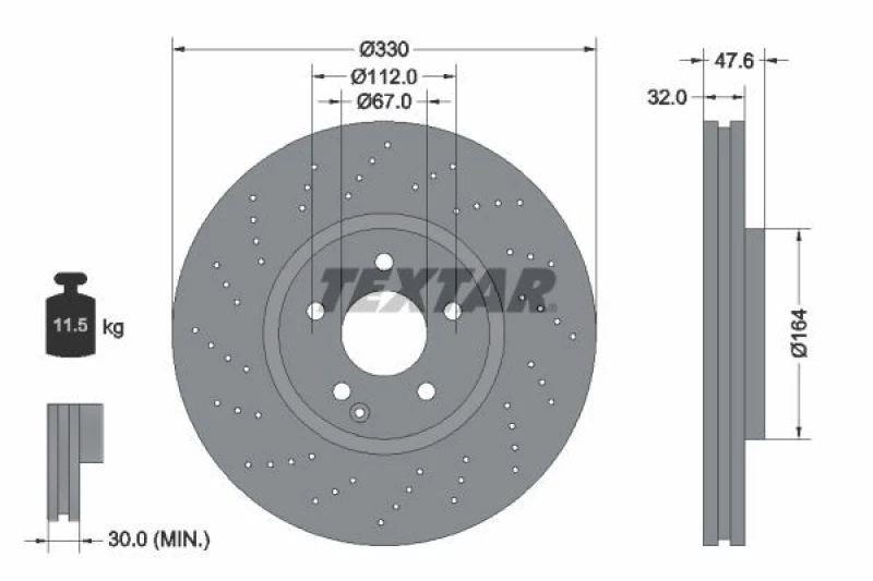 Image of Brake disc TEXTAR 92124105