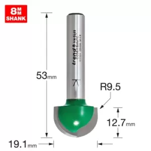 Image of Trend CRAFTPRO Radius Router Cutter 19.1mm 12.7mm 8mm
