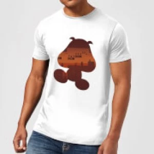 Image of Nintendo Super Mario Goomba Silhouette Mens White T-Shirt - L - Light Grey