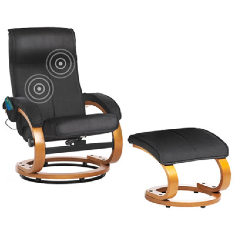Image of Beliani Massage Chair Hero With Footstool Fabric Black