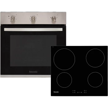 image of Baumatic BCPK605X Built In Electric Single Oven and Ceramic Hob Pack - Stainless Steel / Black