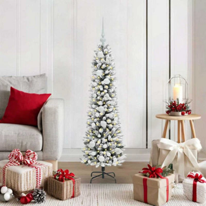 Image of vidaXL Artificial Christmas Tree with 150 LEDs, White Balls Green and white 120 cm, Green 3396084