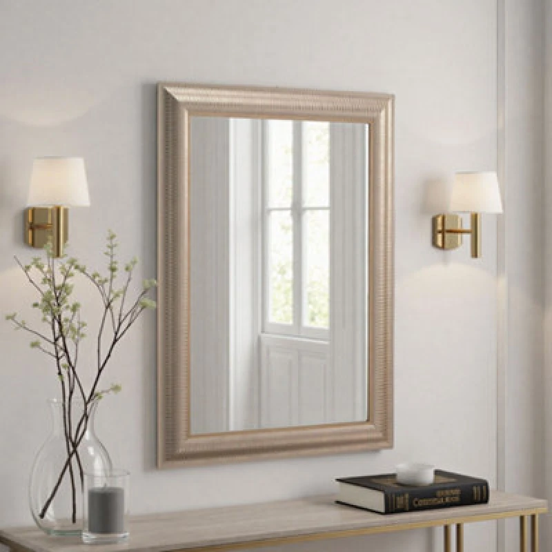Image of Yearn Textured Champagne Framed Wall Mirror 92.5X67Cm