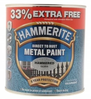 image of Hammerite Hammered 750ML+33% - Silver