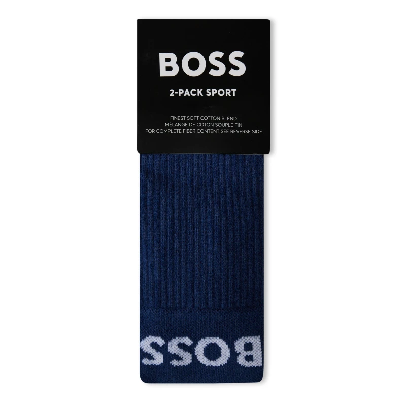Image of Boss 2 Pack Sport Crew Socks Mens - Blue Blue 6 - 12 Months
