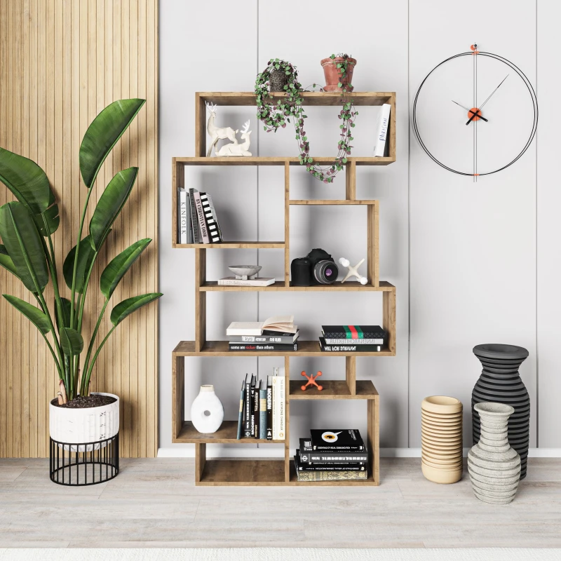 Image of Decortie Karmato' Modern Bookcase Display Unit 168.5cm in Brown Size: 2 Pack Brown Unisex 2 Pack