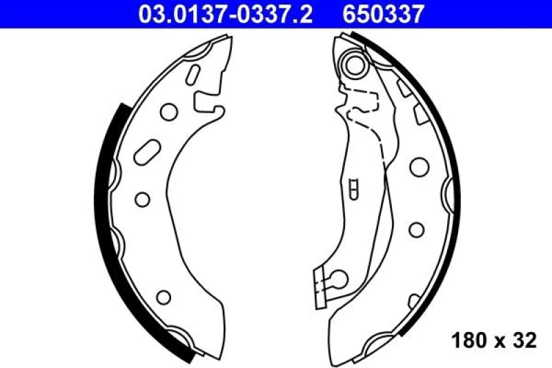 Image of ATE 03.0137-0337.2 Brake Shoes with lever Brake Shoe Set (70)
