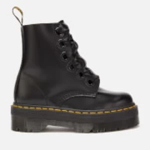 Image of Dr. Martens Womens Molly Buttero Leather 6-Eye Boots - Black - UK 8 - Black